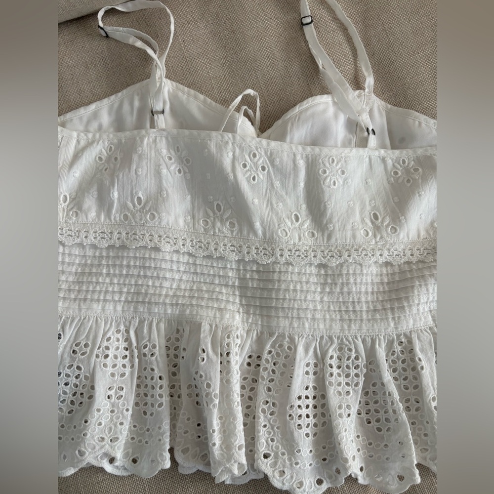 Hollister White Smocked Eyelet Peplum Camisole - Picture 3 of 5